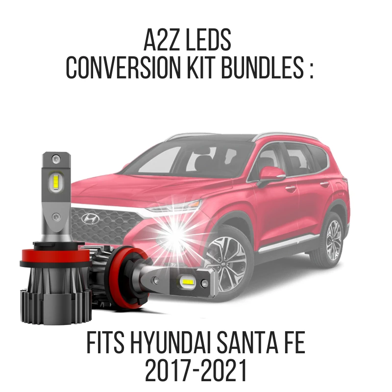 Fits Hyundai Santa Fe 2017-2021 LED Conversion Kit Bundles - Free Reverse and License Plate LED Bulbs - A2Z LEDS